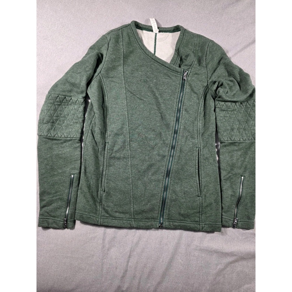 Under Armour Full Zip Moto Terry Sweater Jacket Womens Medium Green